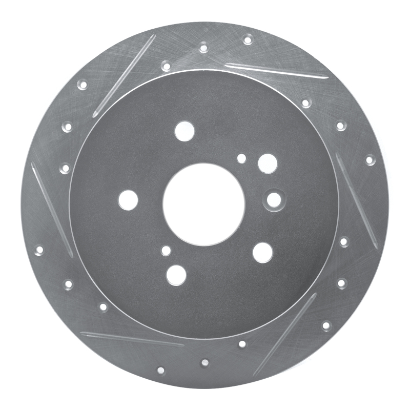 Toyota Venza Brake Rotor (1) - Rear Left - R1 Concepts - Drilled & Slotted - Silver - `09-`15